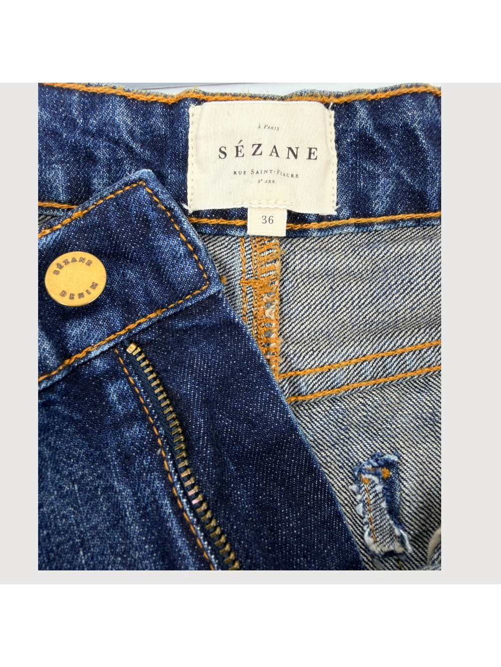 Sézane High Rise Straight Leg Jeans Dark Wash 36 - Picture 4 of 9